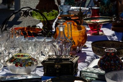 ILE DE FRANCE, PARIS, FRANCE - 2018/09/29: Marche aux Puces St Ouen Flea Market is a Paris institution.   It is one of the largest antique markets in the world.  Some vendors are open air, while others have their own permanent enclosed buildings. Here, visitors can browse for antiques or restored furniture, paintings, tapestries or art. Saint Ouen is the largest concentration of antique and second hand shops in the world, the market opens every Saturday, Sunday and Monday.  The market began in 1885 and today has some 1700 merchants.  Besides all the antique dealers and second hand vendors, there are also cafes, street performances and restaurants. (Photo by John S Lander/LightRocket via Getty Images)