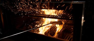 Wood Fire Grill with Sparks
