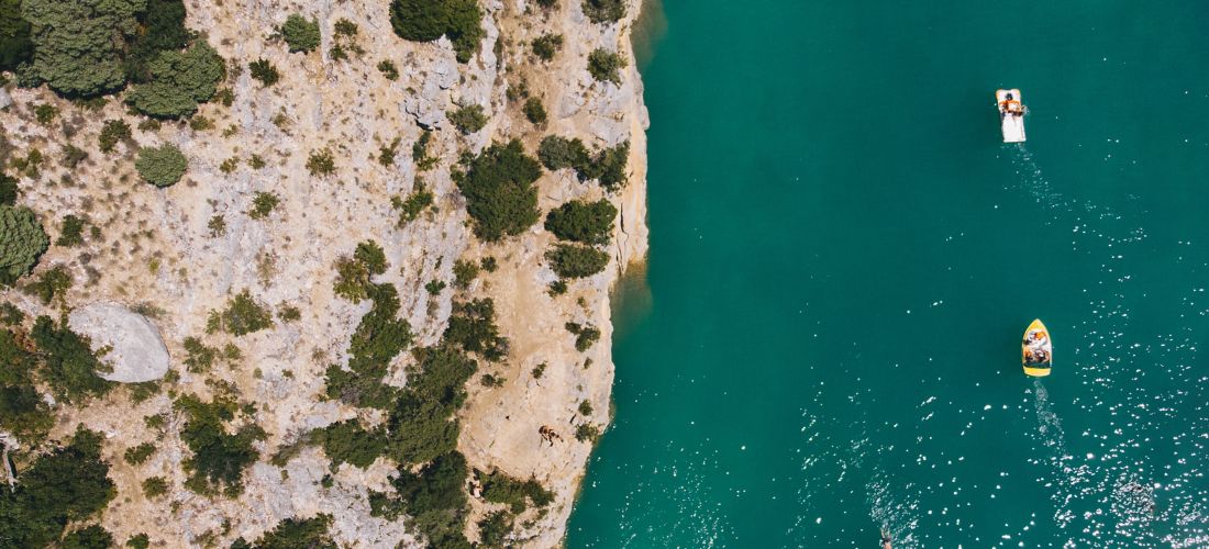 Summer on Verdon Lake: Boats and Cliffs