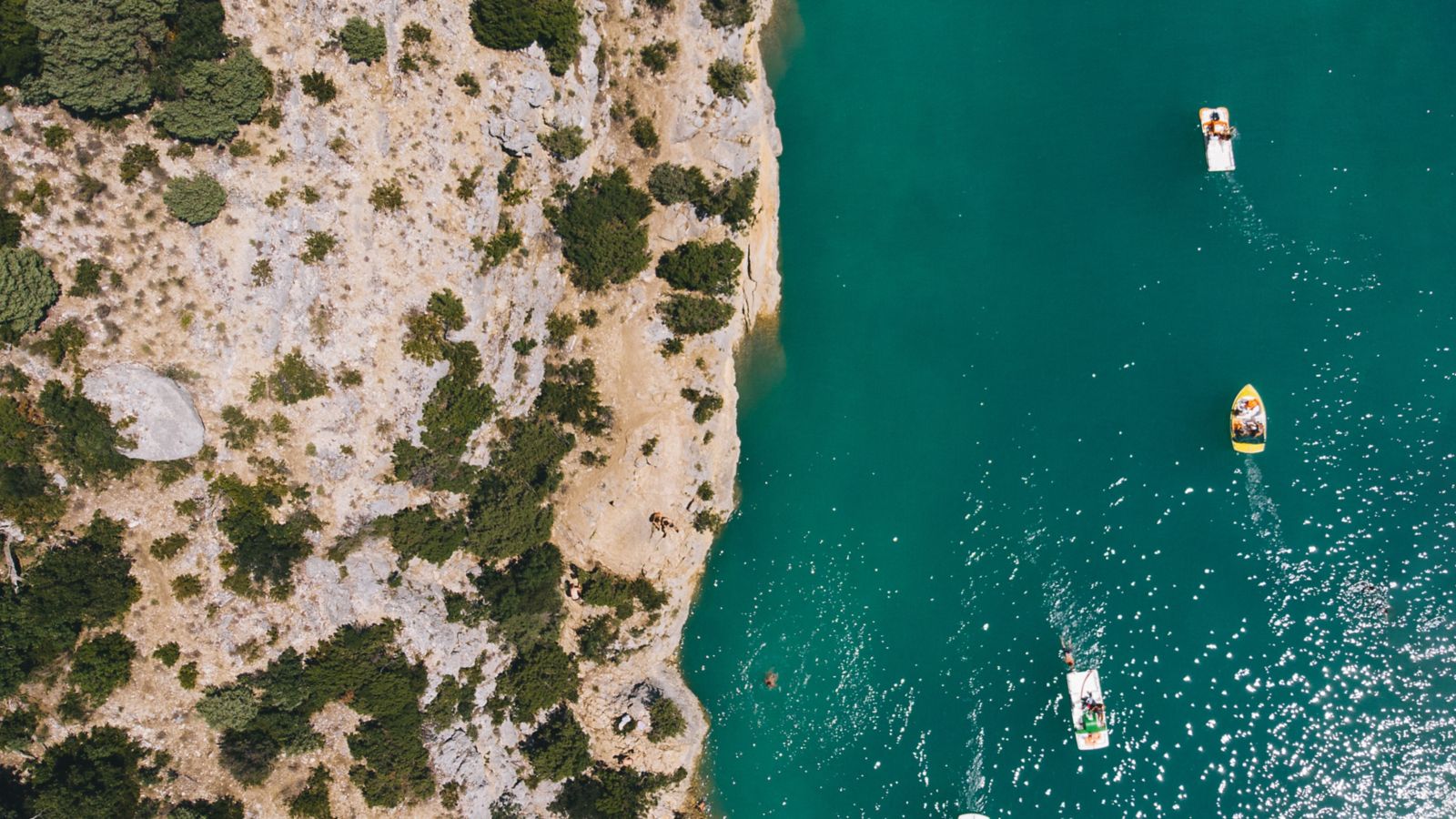 Summer on Verdon Lake: Boats and Cliffs