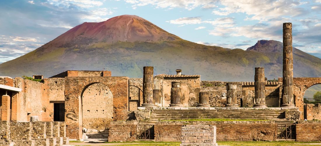 Vesuvius and Pompeii at Sunset