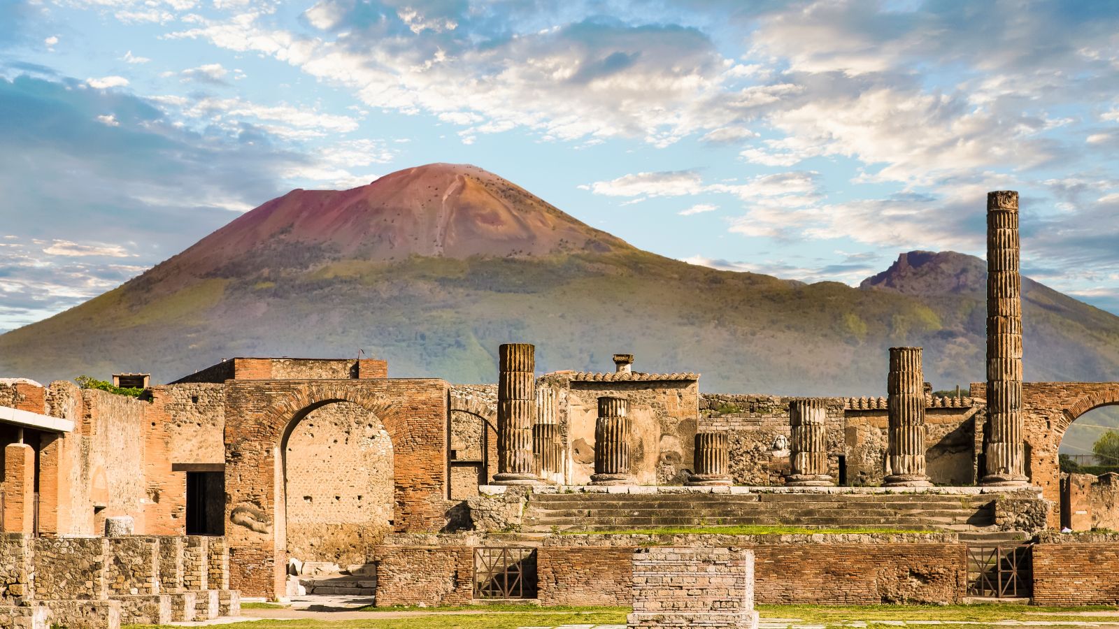 Vesuvius and Pompeii at Sunset
