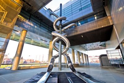 The helix-like double slide in the Museum of Contemporary Art, Zagreb