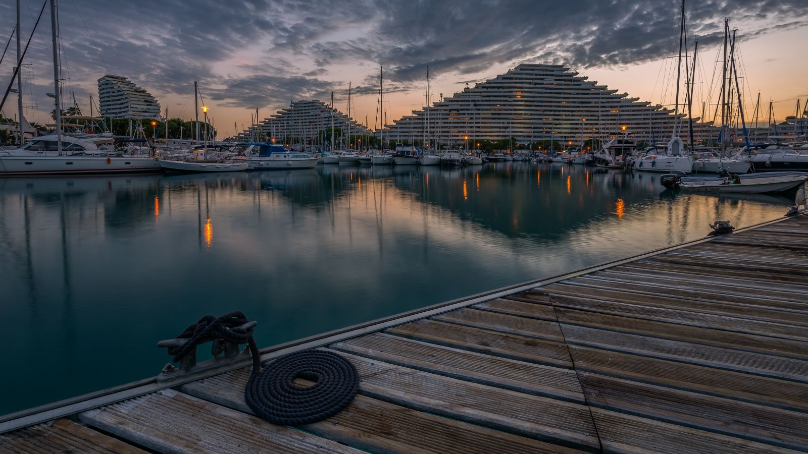 Sunrise over Marina Baie des Anges, French Riviera
