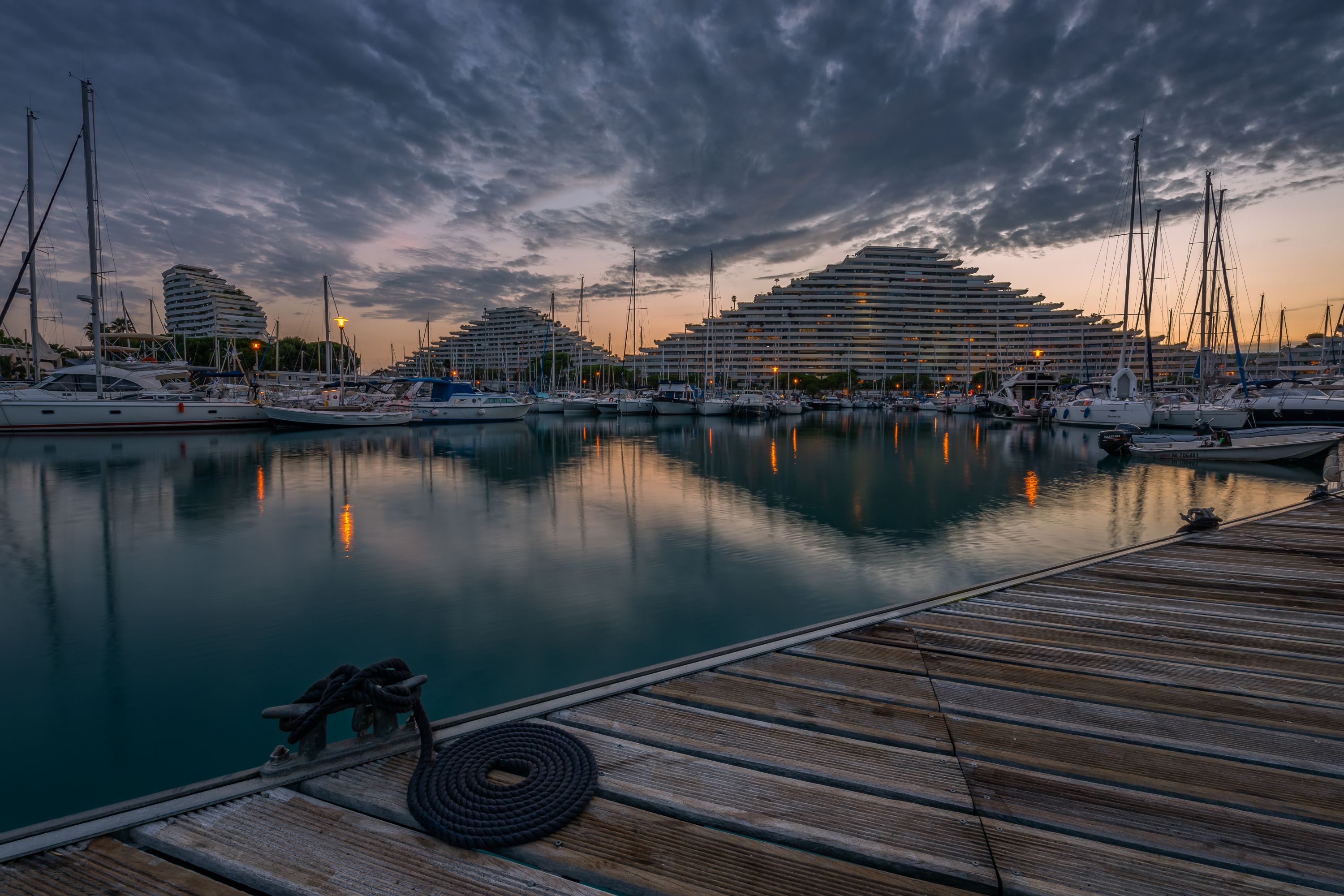 Sunrise over Marina Baie des Anges, French Riviera