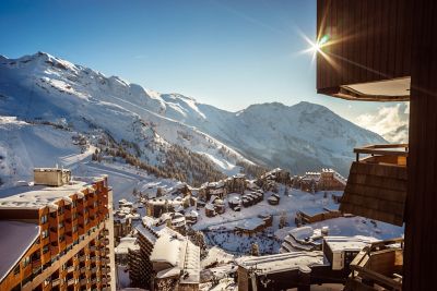 Snow-capped chalets and apartments in the family-friendly ski resort of Avoriaz, France