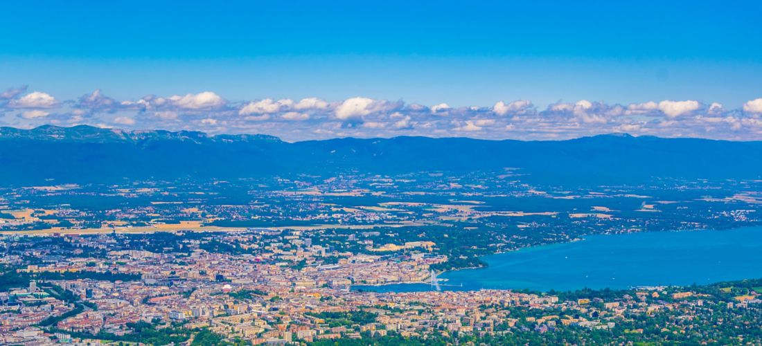 Geneva Cityscape and Lake Geneva from Mont Saleve