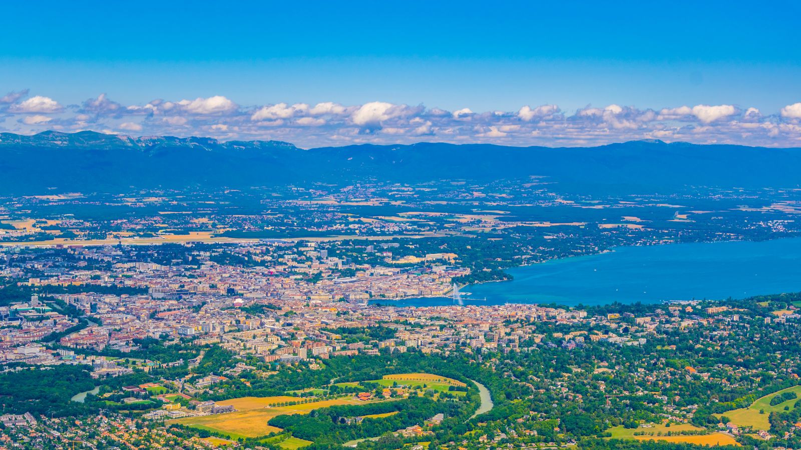 Geneva Cityscape and Lake Geneva from Mont Saleve