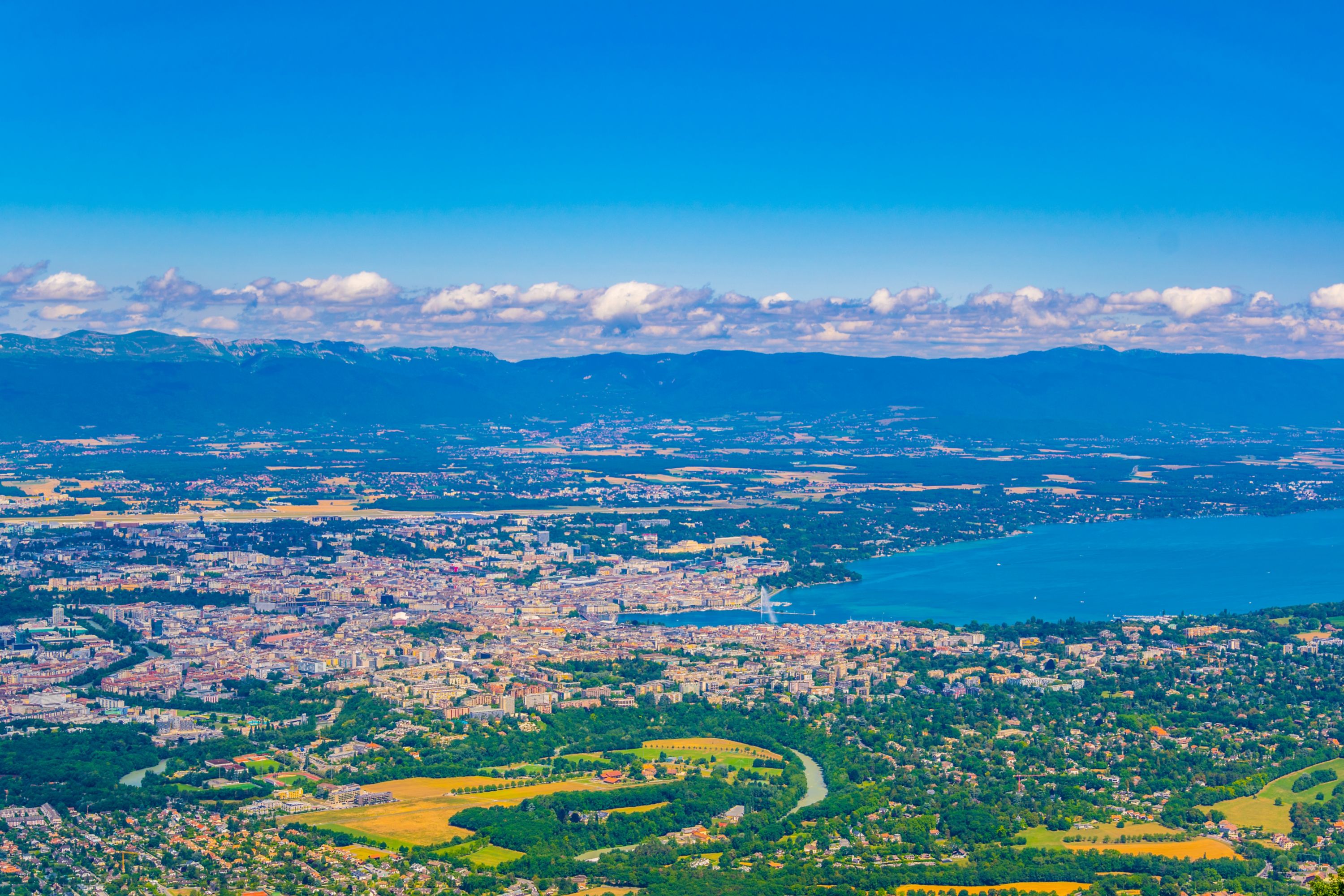 Geneva Cityscape and Lake Geneva from Mont Saleve