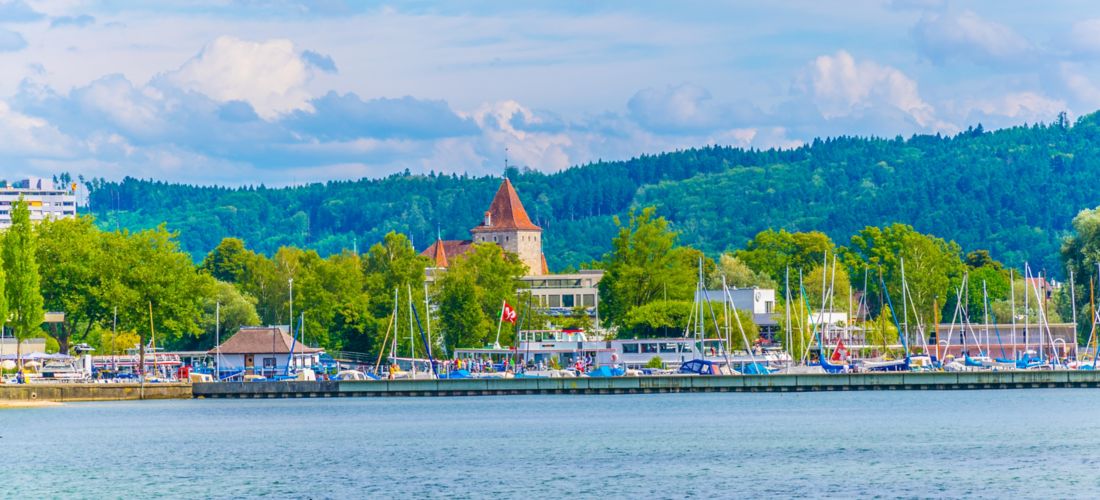 Biel/Bienne Harbor on Lake Bielersee, Switzerland