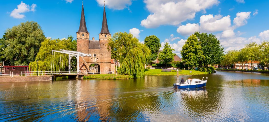 Scenic Canal and Eastern Gate - Delft Netherlands