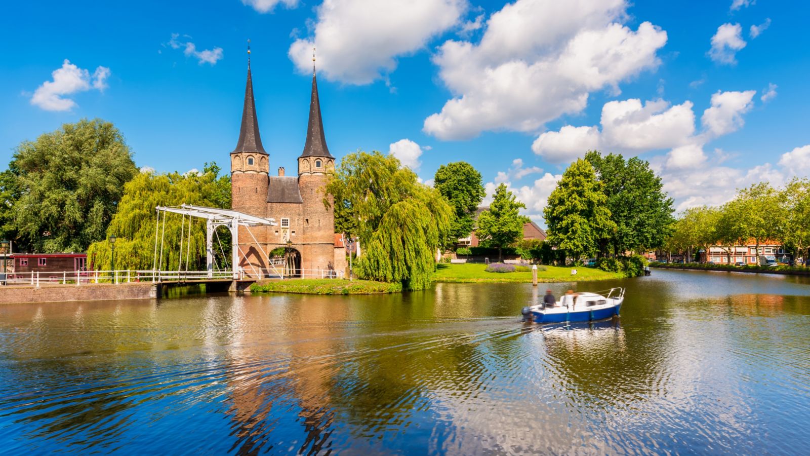 Scenic Canal and Eastern Gate - Delft Netherlands