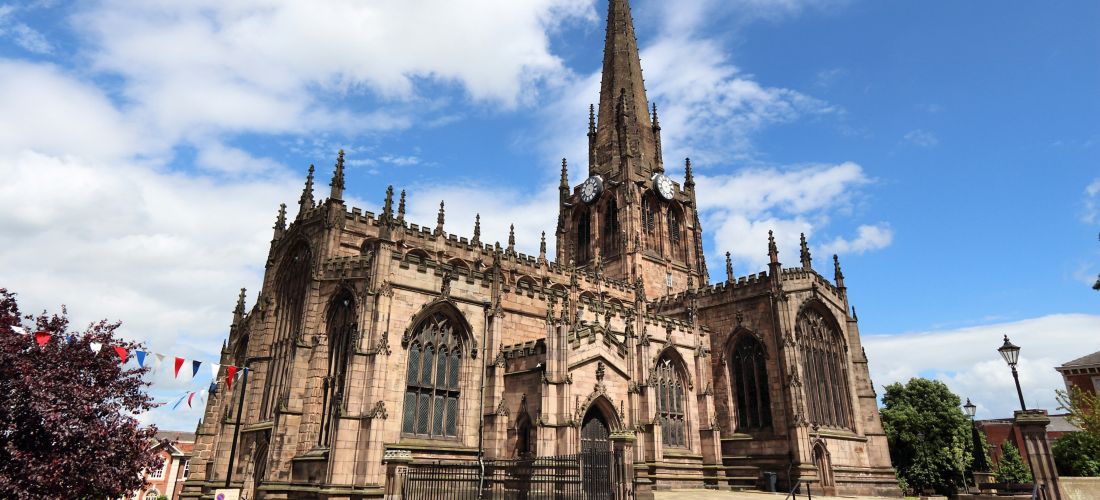 Rotherham Minster on a sunny day in Rotherham UK