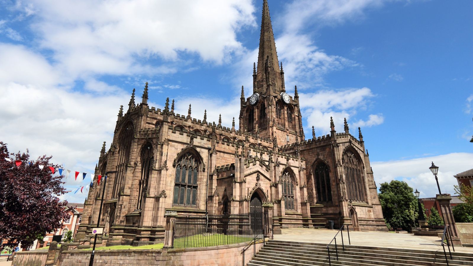Rotherham Minster on a sunny day in Rotherham UK