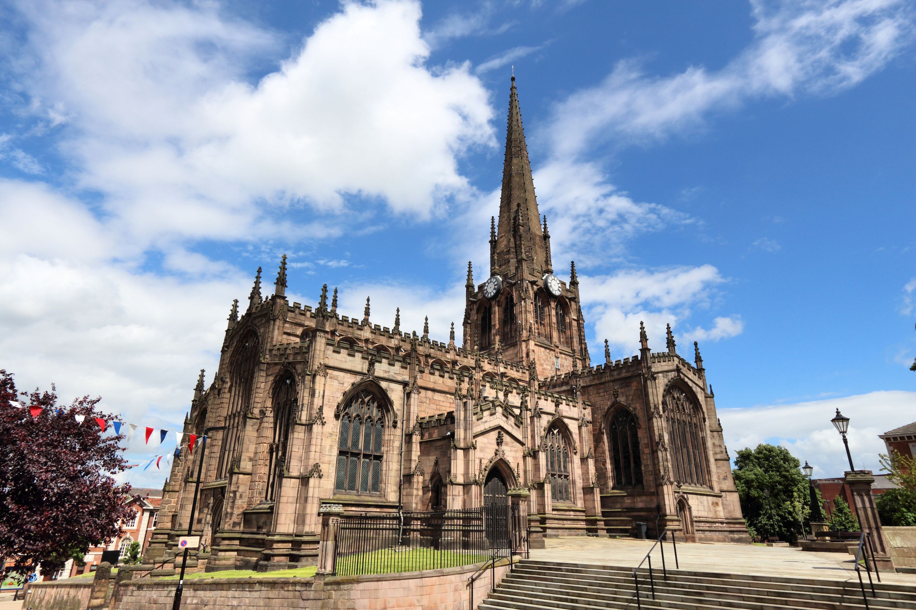 Rotherham Minster on a sunny day in Rotherham UK