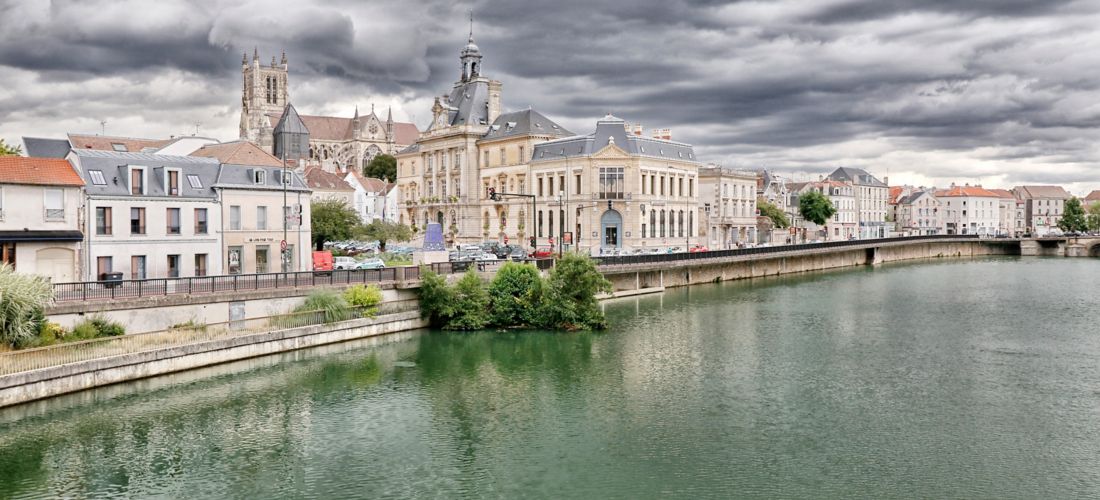 The city of Meaux (France): A View Along the Marne River