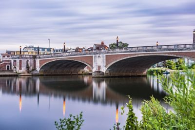 Hampton Court Bridge over the River Thames near Twickenham in London