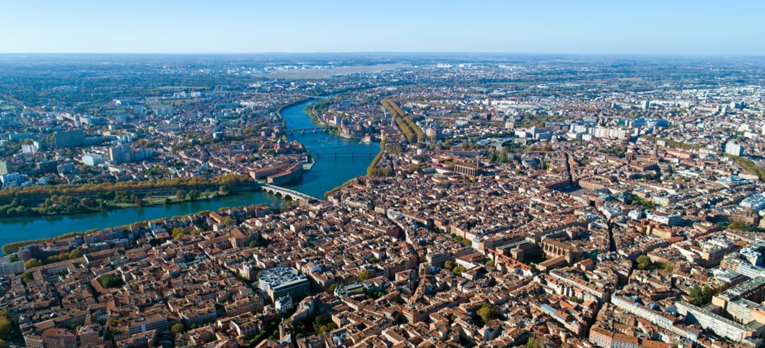 Heart of Toulouse: Aerial View of City Center