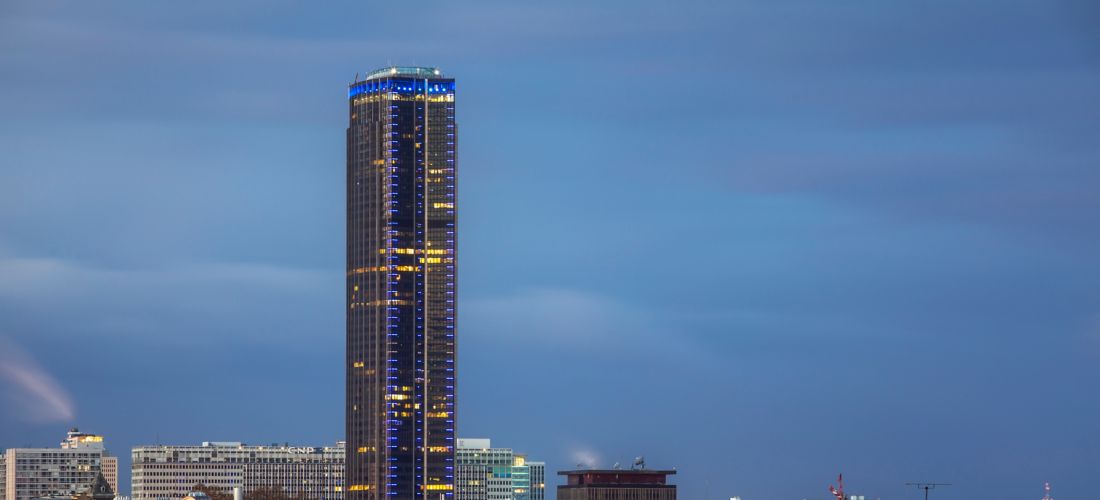 Twilight View of Tour Montparnasse in Paris