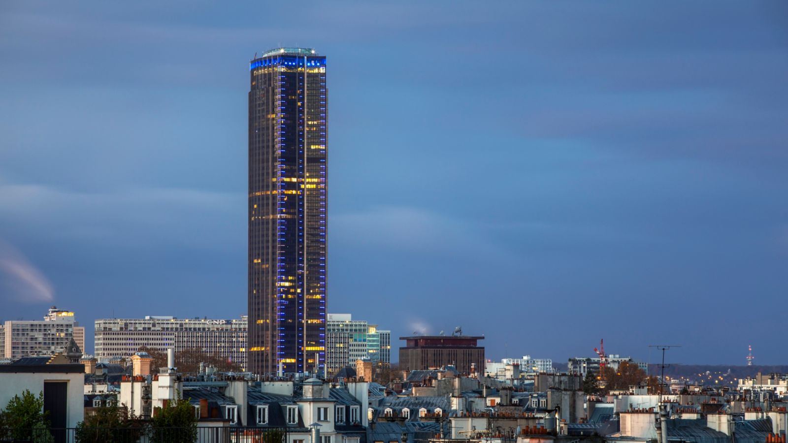 Twilight View of Tour Montparnasse in Paris
