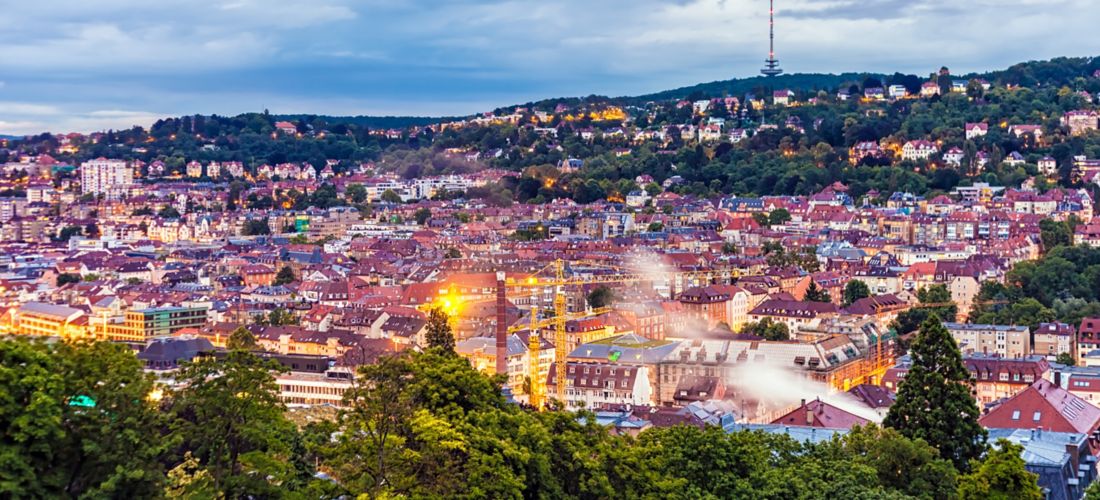 Stuttgart Skyline at Sunset
