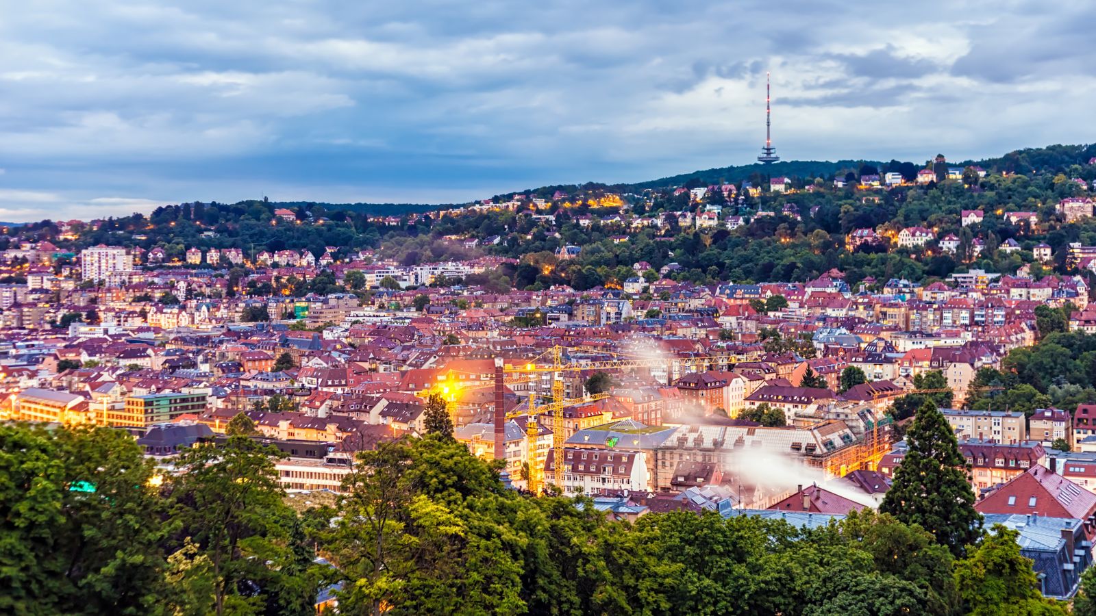 Stuttgart Skyline at Sunset