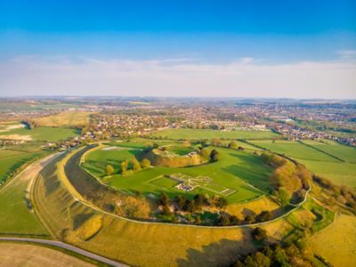 Old Sarum in Wiltshire, an Iron Age hillfort with castle and cathedral ruins