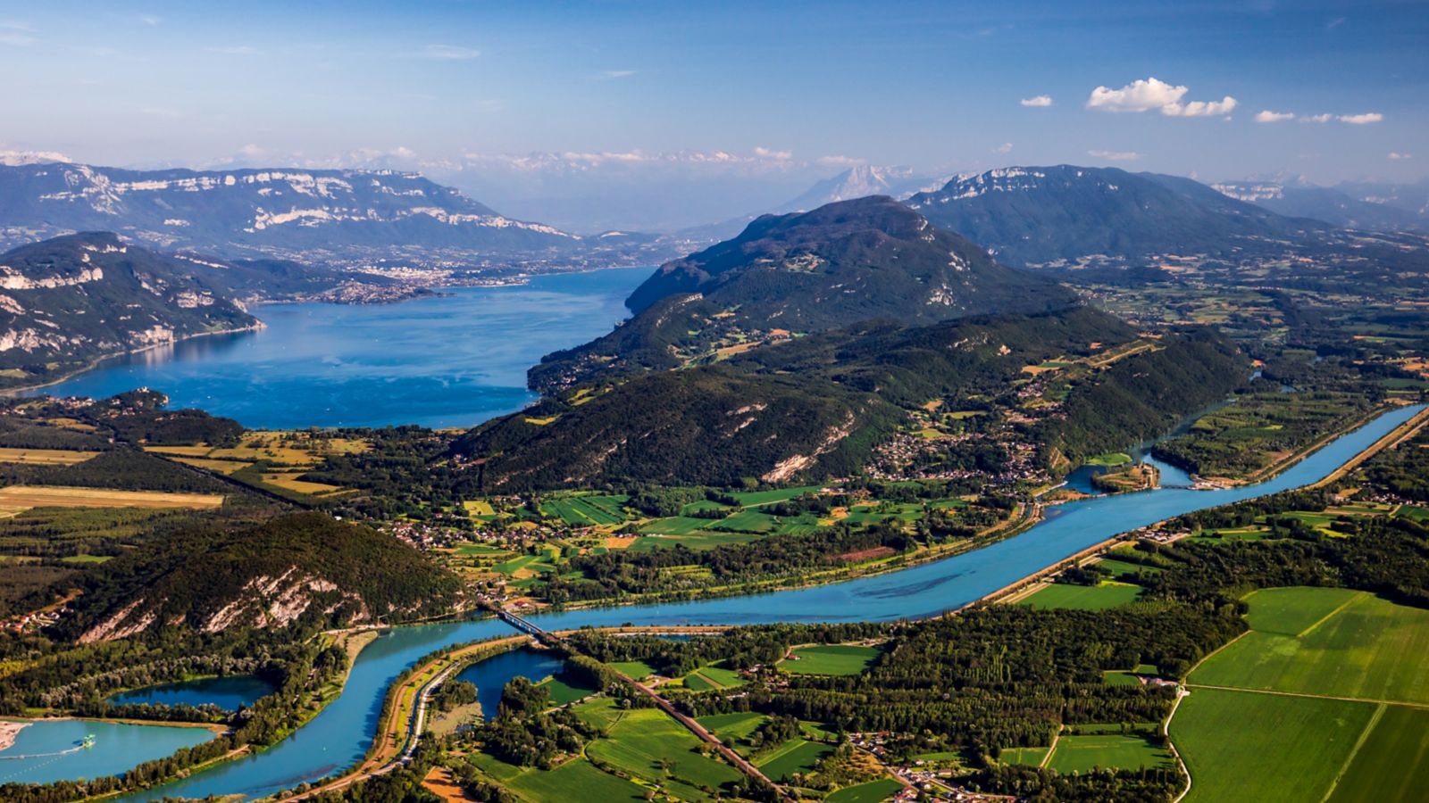 Grand Colombier Summit View of Rhone River and Lake Bourget in France