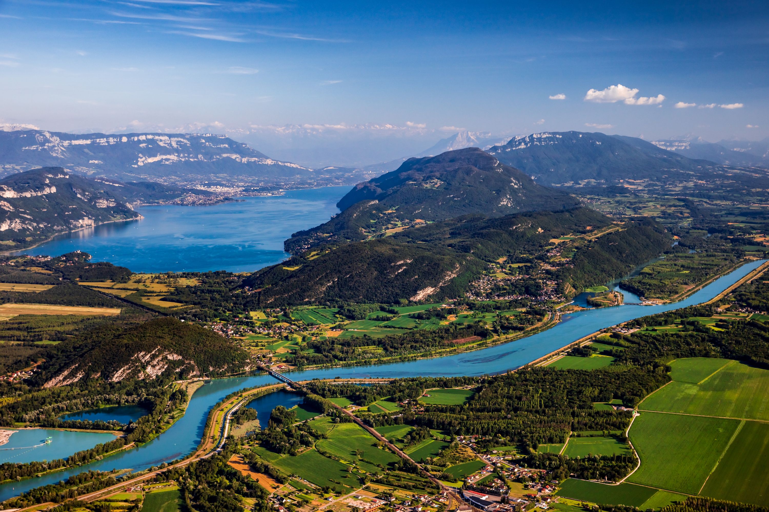 Grand Colombier Summit View of Rhone River and Lake Bourget in France