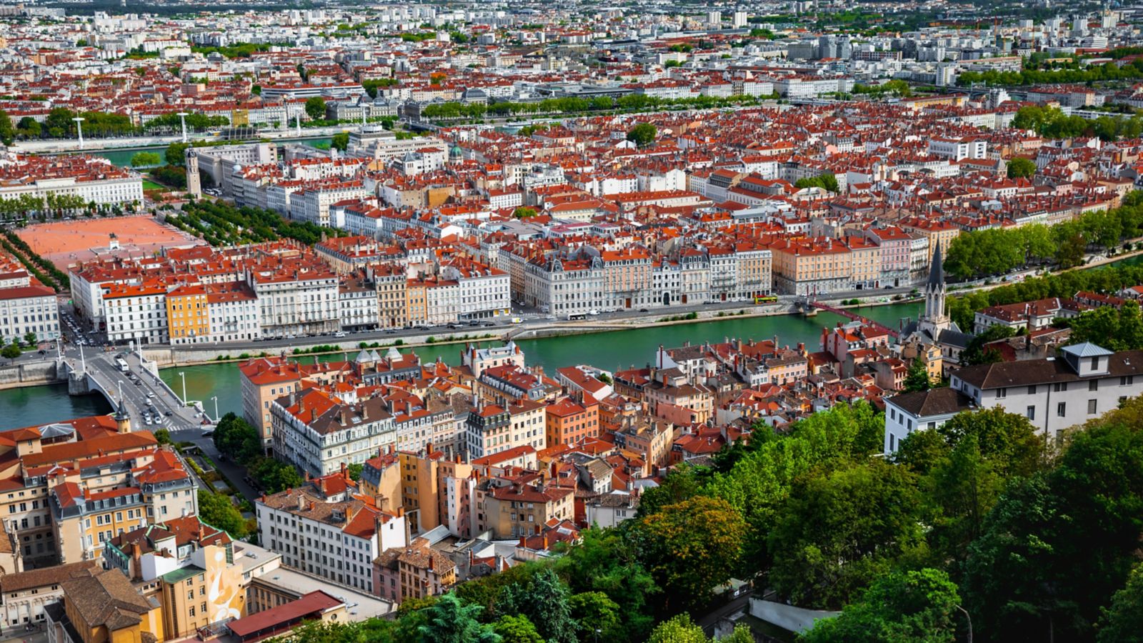 Lyon Cityscape: Saone River & Historic Monuments
