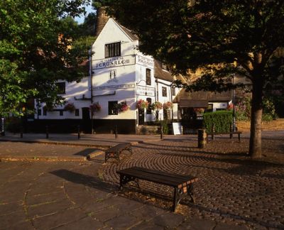 The exterior of Ye Olde Trip to Jerusalem in Nottingham, said to be the oldest inn in England