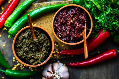 Adjika, a traditional Georgian spicy condiment popular in the Samegrelo region