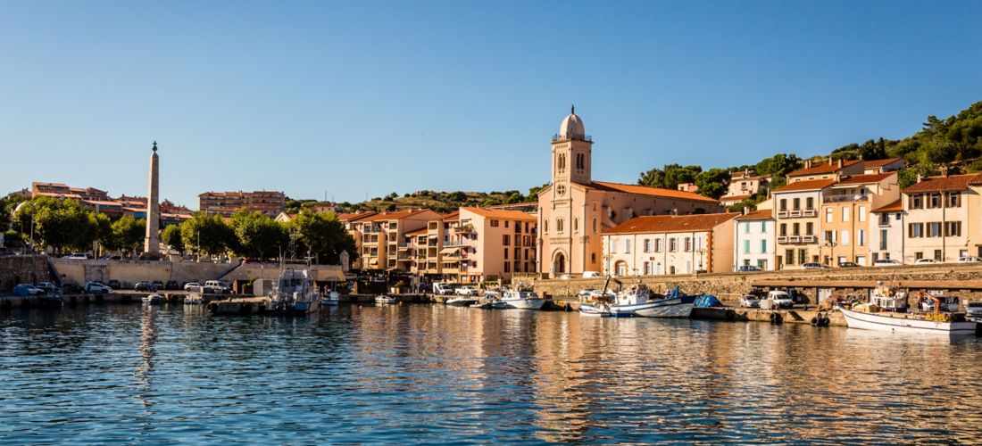 Sunny Harbor View of Port Vendres, France