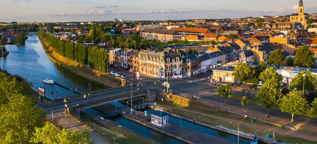 Canal de Saint-Quentin at Sunset in Cambrai, France