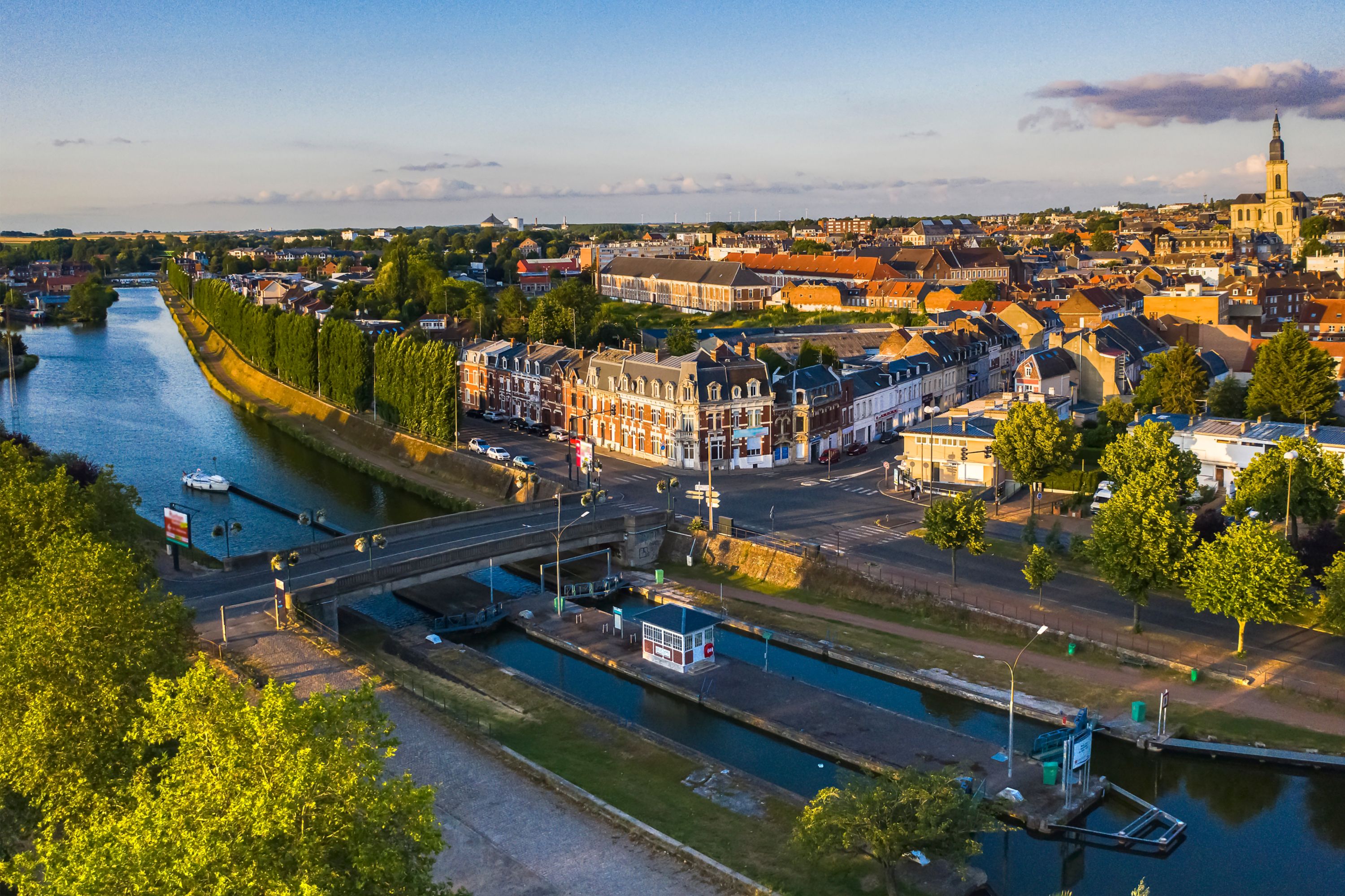 Canal de Saint-Quentin at Sunset in Cambrai, France