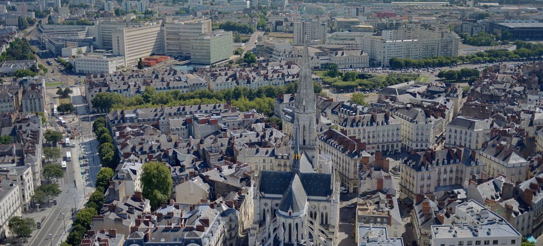 Aerial View of Nantes and the Basilica of St. Nicolas