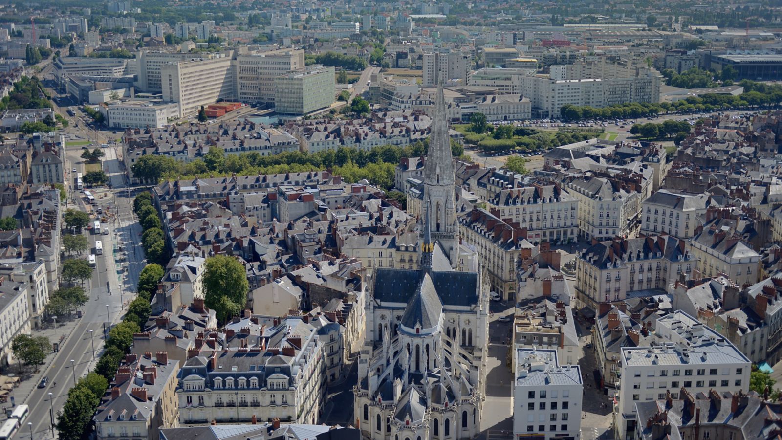 Aerial View of Nantes and the Basilica of St. Nicolas