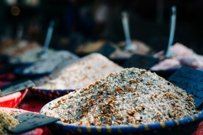 Mounds of salt on sale at a market in the South of France