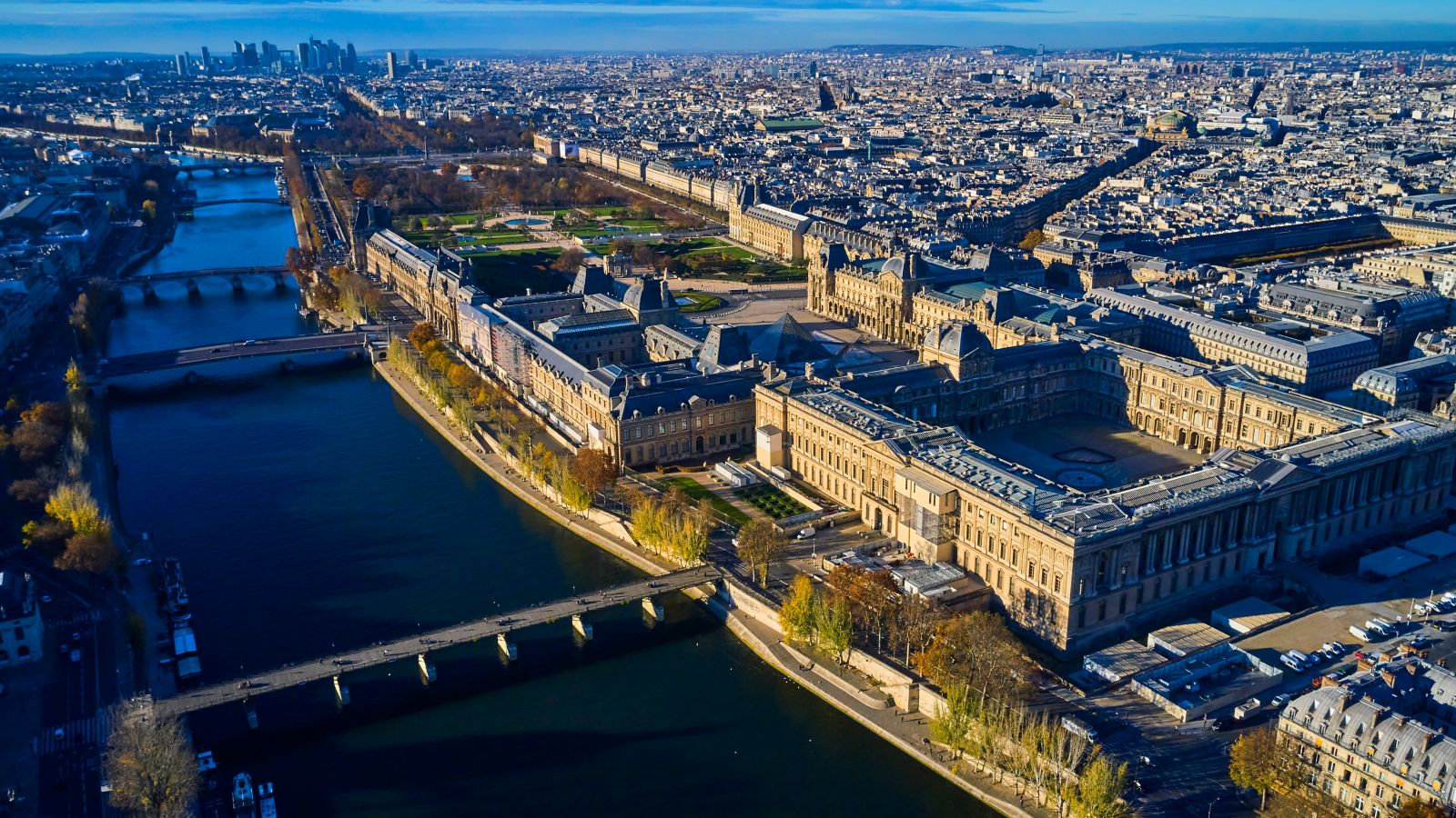 Aerial View of Paris: The Louvre and the Seine