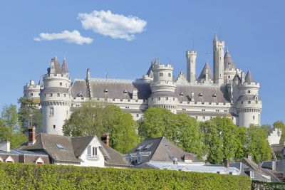 Pierrefonds Castle in France, with fairy-tale turrets and battlements