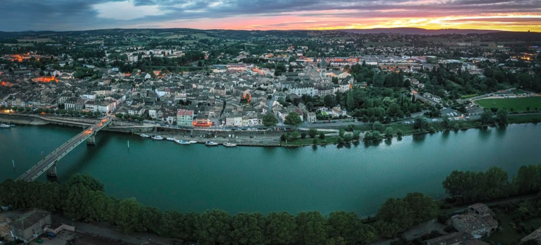 Sunset over Tournus: A Riverside City in France