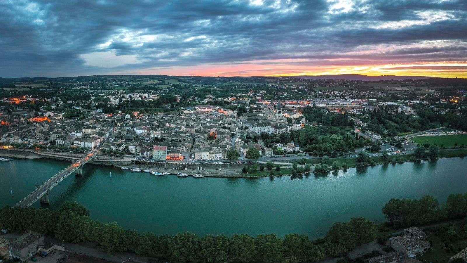Sunset over Tournus: A Riverside City in France