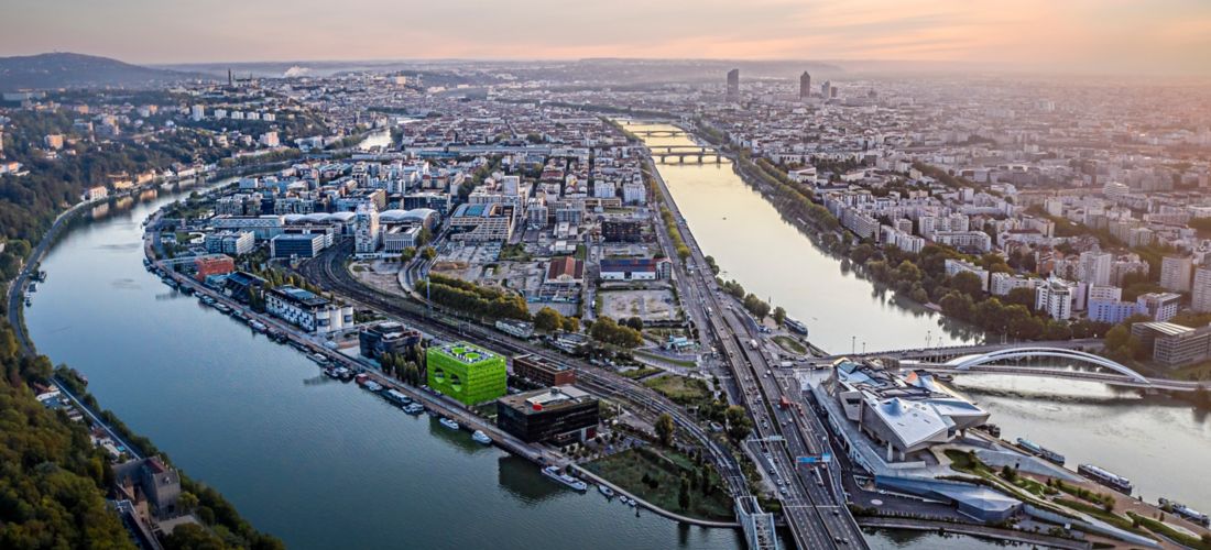 Lyon at Dusk: Confluence of Rhone & Saone
