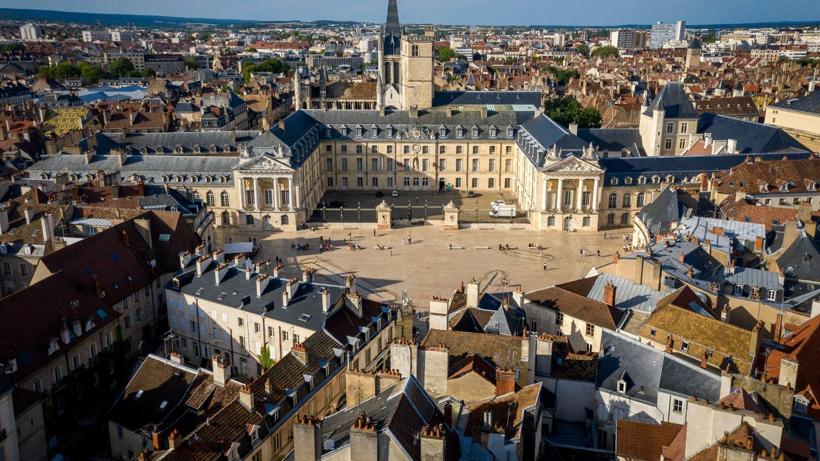 France, Cote-dOr, Dijon, Facade of Palace of Dukes and Estates of Burgundy and surrounding buildings