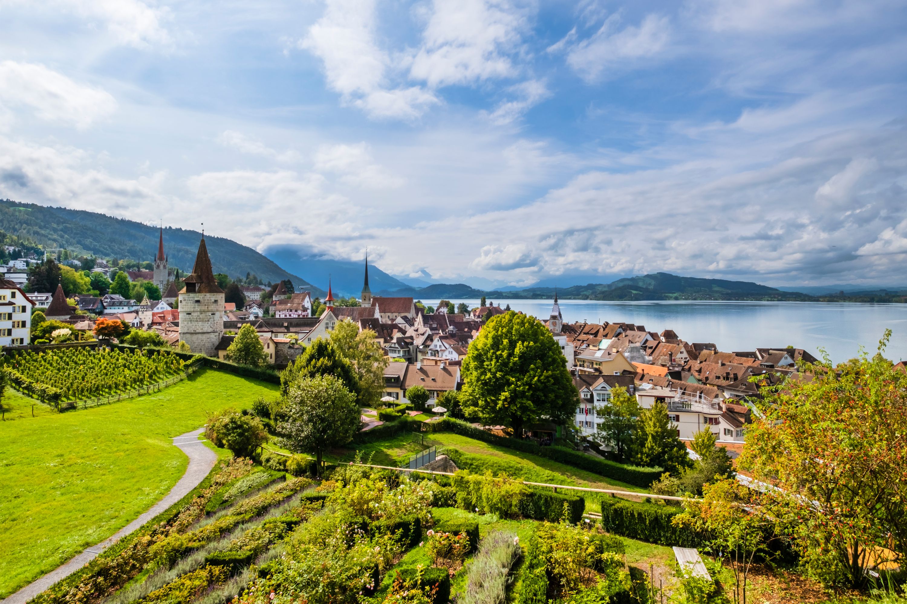 Scenic Switzerland: Panorama of Zug with Lakeview