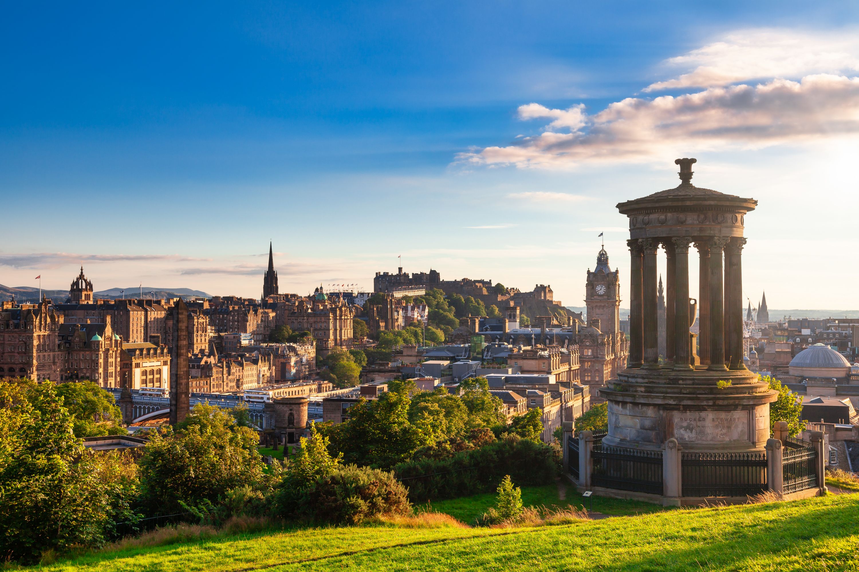 Edinburgh cityscape from Calton Hill at sunset - Scotland UK
