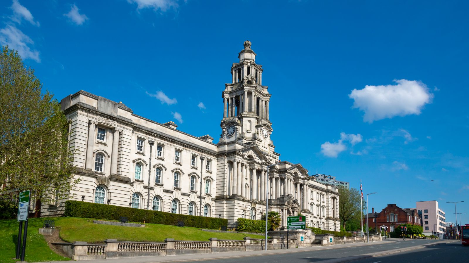 Sunny Day at Stockport Town Hall, England