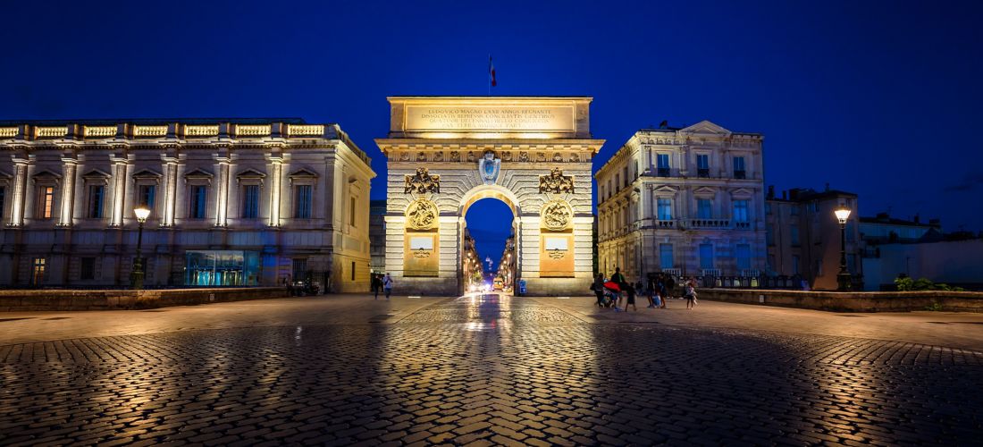 Blue Hour at the Arc de Triomphe, Montpellier