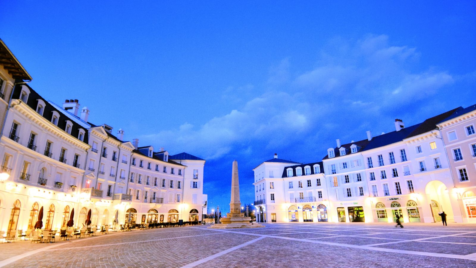 Dusk in Serris, France: Retro Architecture Meets Modern Charm