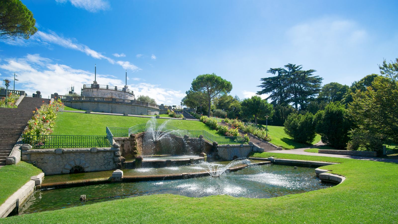 Fountains and Staircase in Picturesque Jouvet Park, Valence